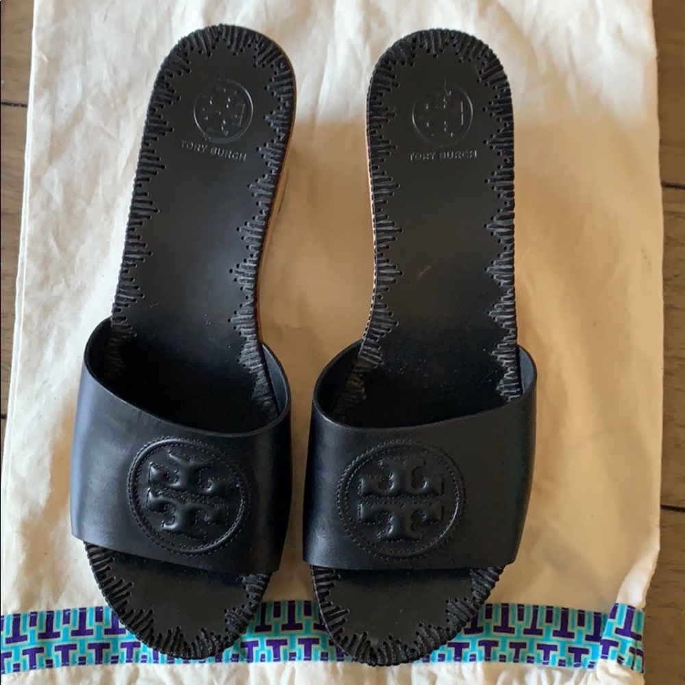 Tory Burch black wedges